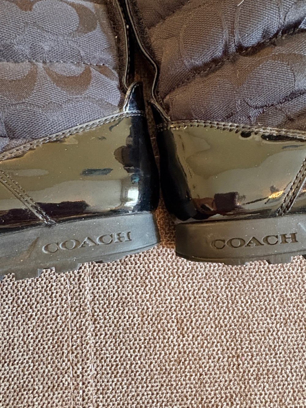 Coach Black Quilted Logo Mid-Calf Boots - Picture 7 of 7